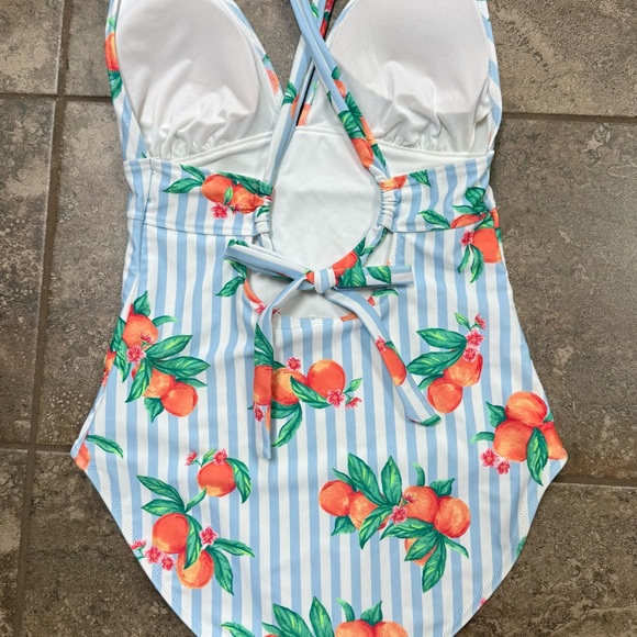 Old Navy Blue and White Striped One Piece Swimsuit - Picture 3 of 7